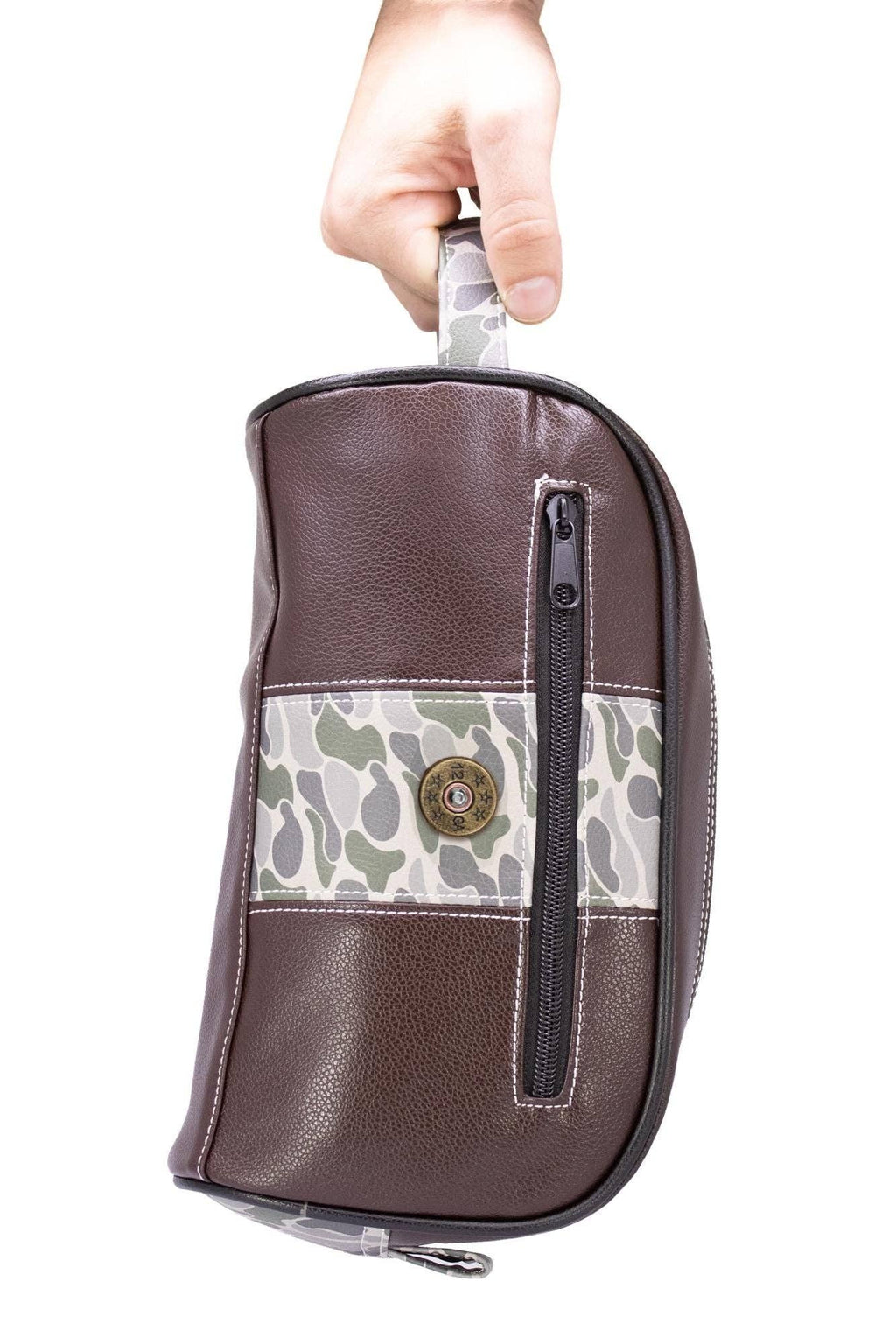 Shot Shell Brown Pebble Old School Camo Men's Toiletry Dopp Bag