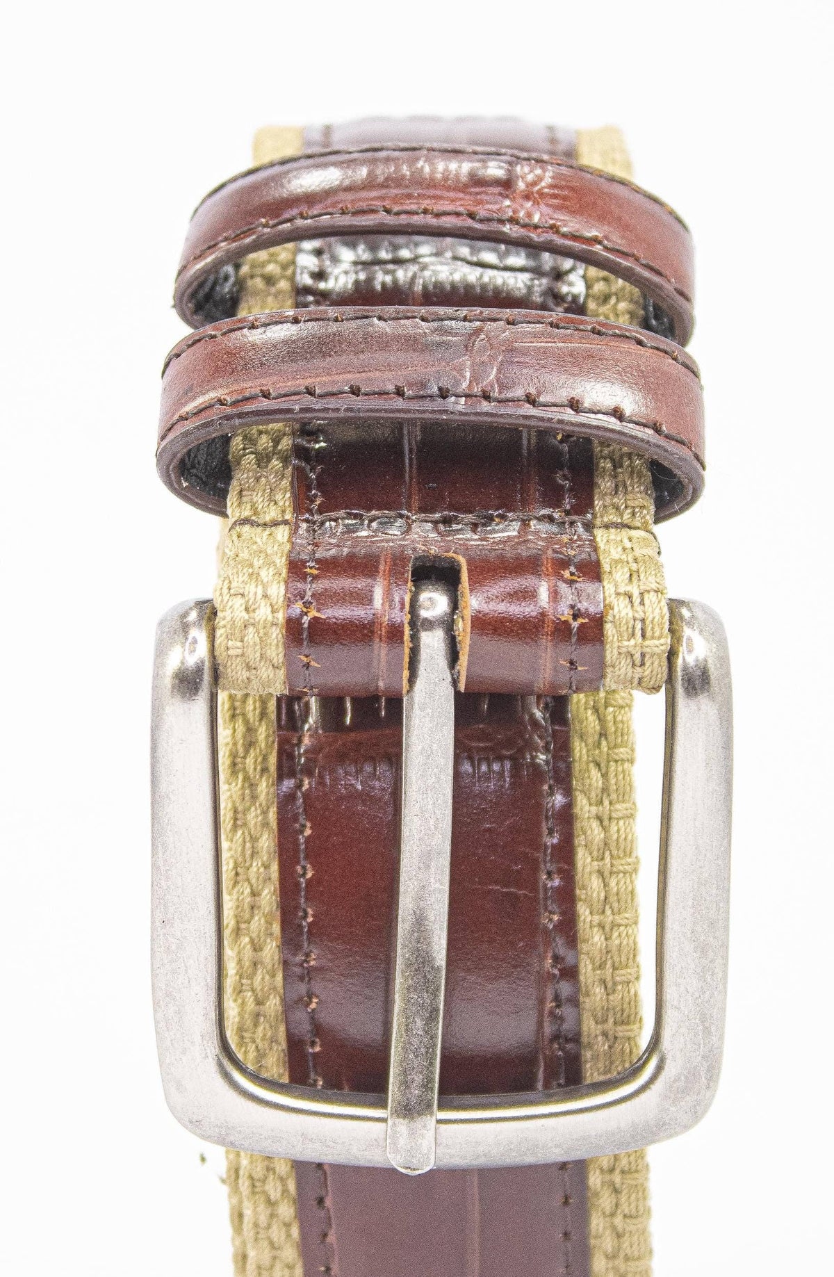 South Carolina Gamecocks Khaki Webbed Belt With Croc Leather Inlay