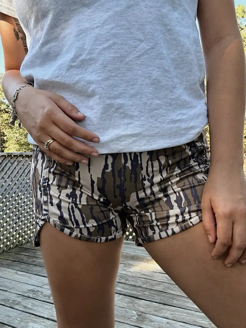 Bottomland Camo High Waisted Shorts