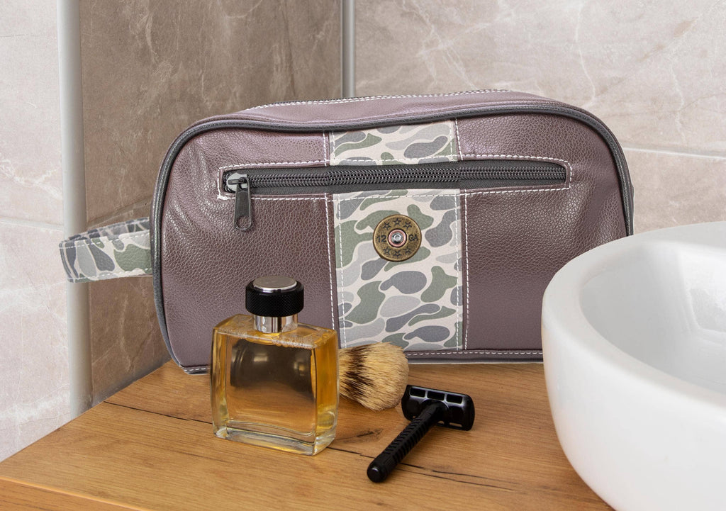 Shot Shell Brown Pebble Old School Camo Men's Toiletry Dopp Bag