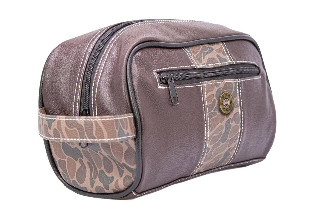 Shot Shell Brown Pebble Old School Camo Men's Toiletry Dopp Bag