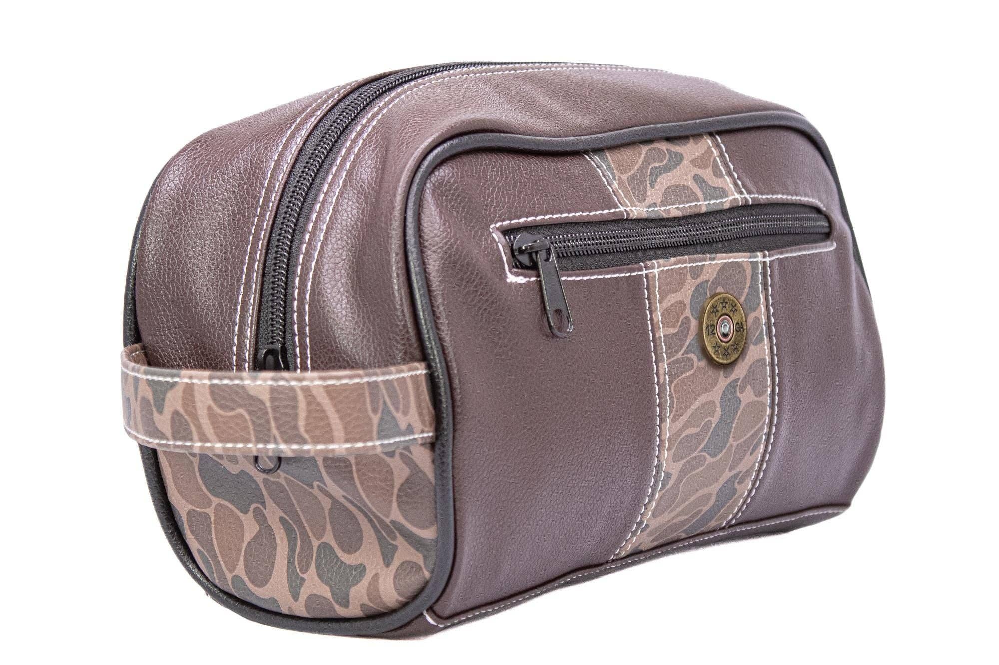 Shot Shell Brown Pebble Old School Camo Men's Toiletry Dopp Bag