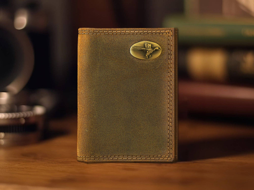 Vintage Tan Leather Trifold Wallet
