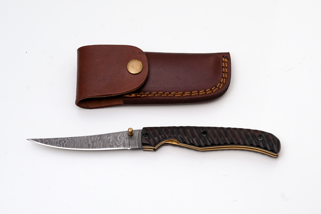 Hand-Forged Damascus Slim Folding Knife