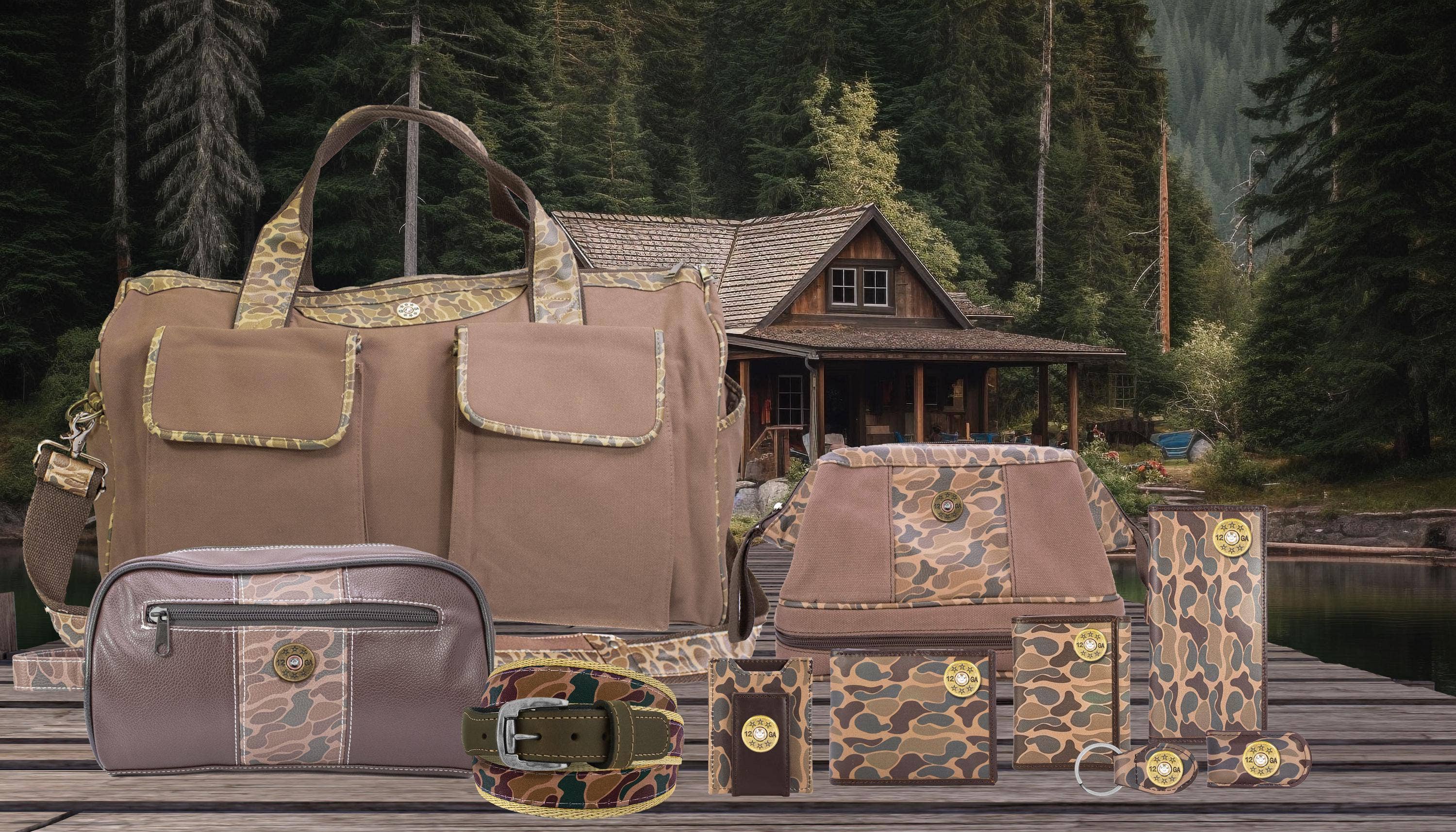 Shot Shell Brown Waxed Canvas Old School Camo Weekender Bag