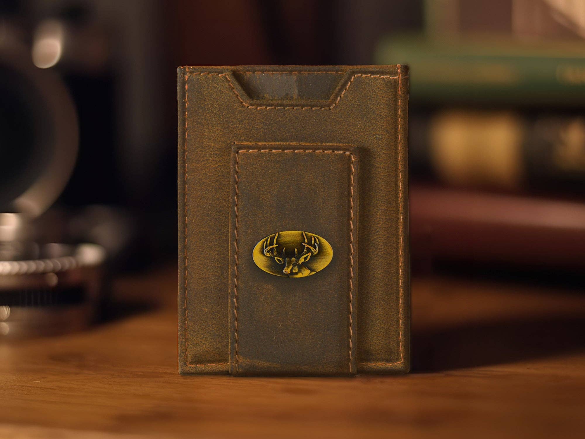 Zep-Pro - Buck Vintage Tan Leather Magnetic Front Pocket Wallet