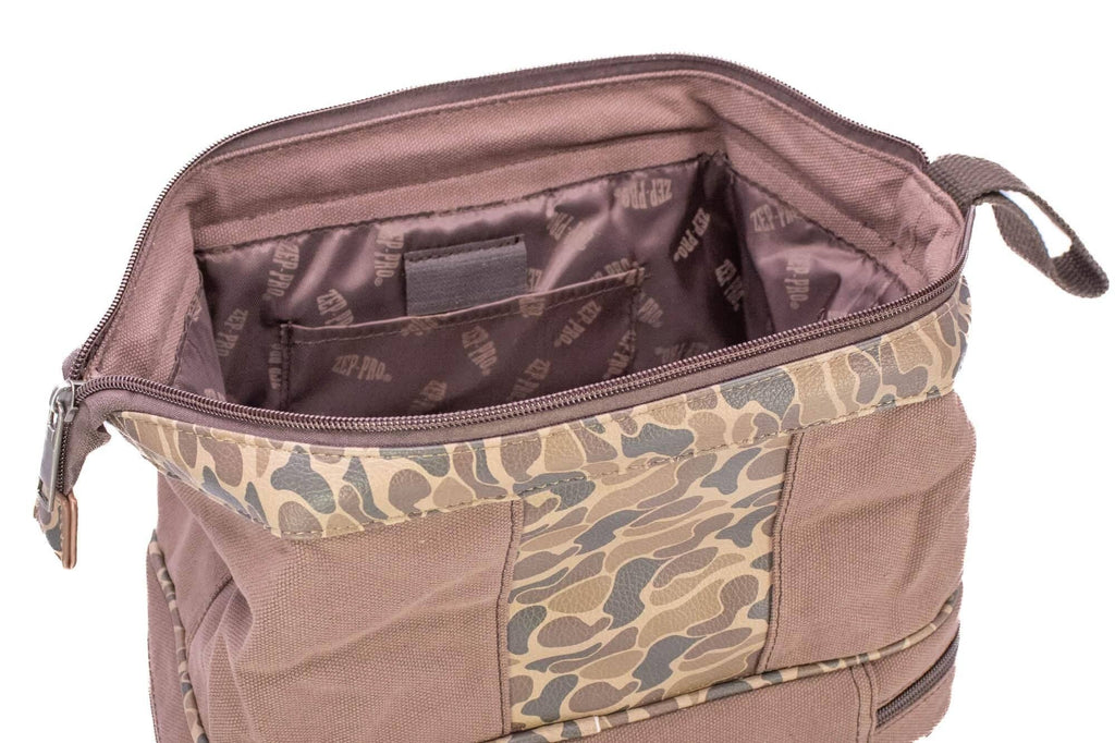 Shot Shell Brown Waxed Canvas Old School Camo Men's Toiletry Dopp Bag