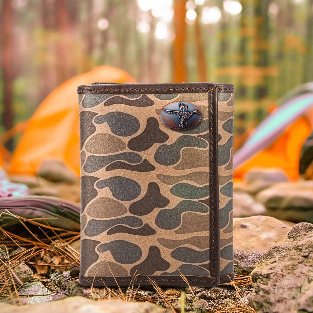 Mallard Men's Trifold Old School Camo Leather Wallet