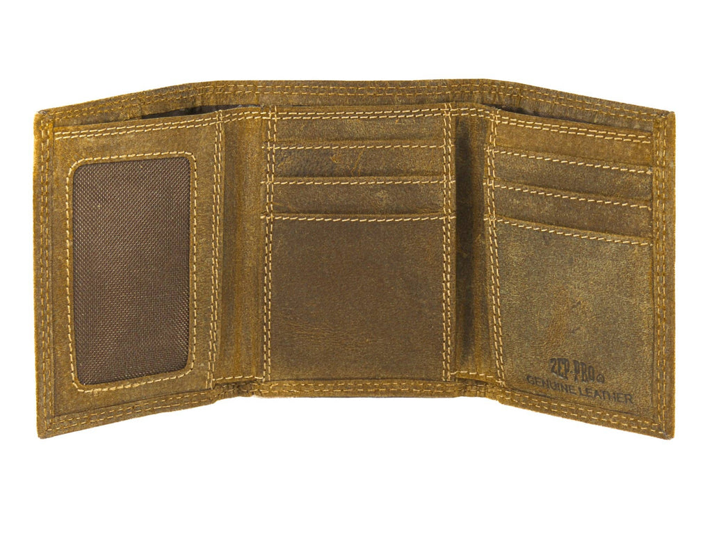 Vintage Tan Leather Trifold Wallet