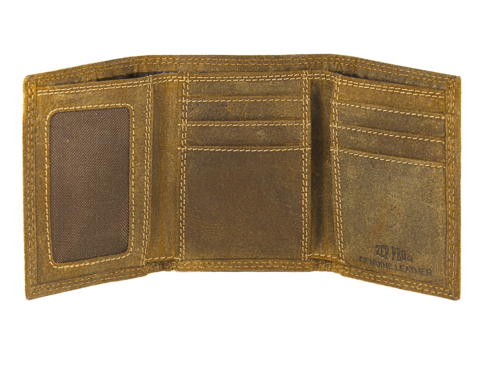 Vintage Tan Leather Trifold Wallet