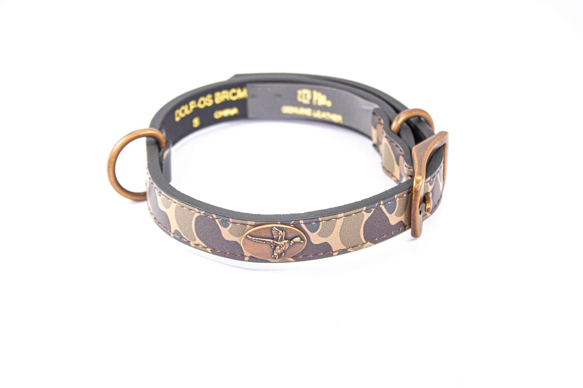 Mallard Hunting Old School Camo Leather Dog Collar