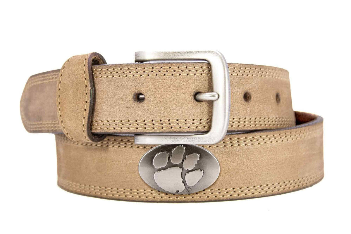 Clemson Tigers Men's Collegiate Crazyhorse Leather Belt.