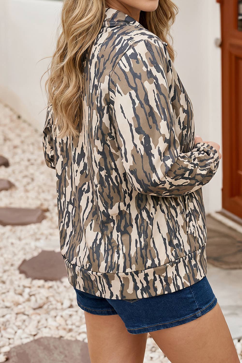 Camouflage Quarter Zip Long Sleeve Pullover