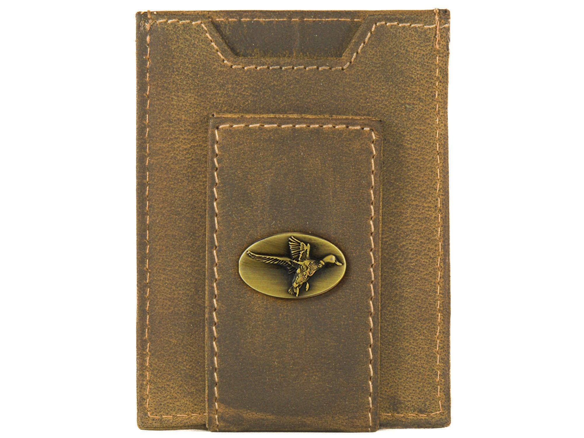 Vintage Tan Leather Magnetic Front Pocket Wallet