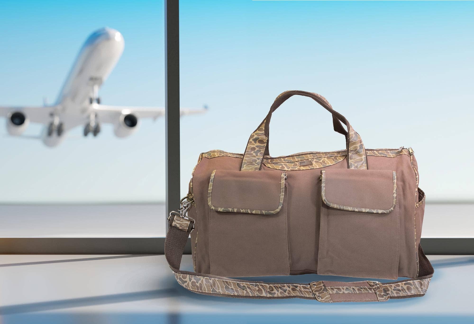 Shot Shell Brown Waxed Canvas Old School Camo Weekender Bag