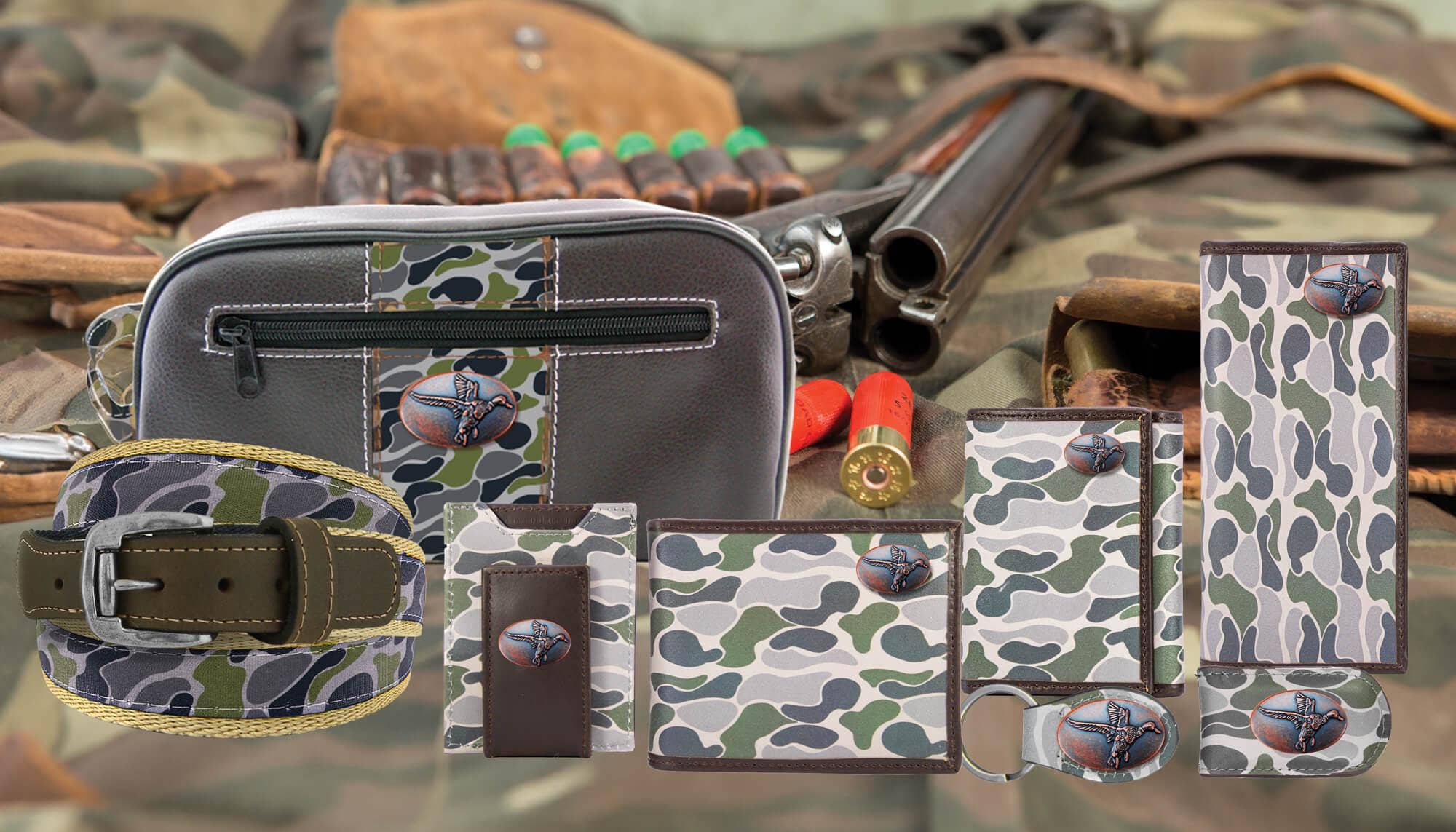 Mallard Men's Trifold Old School Camo Leather Wallet