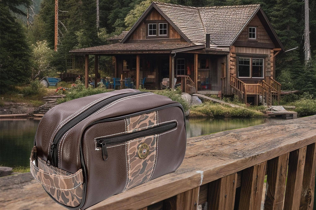 Shot Shell Brown Pebble Old School Camo Men's Toiletry Dopp Bag
