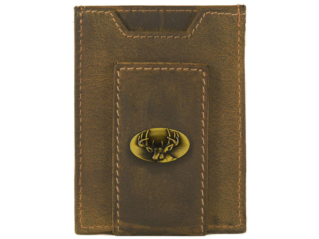 Zep-Pro - Buck Vintage Tan Leather Magnetic Front Pocket Wallet