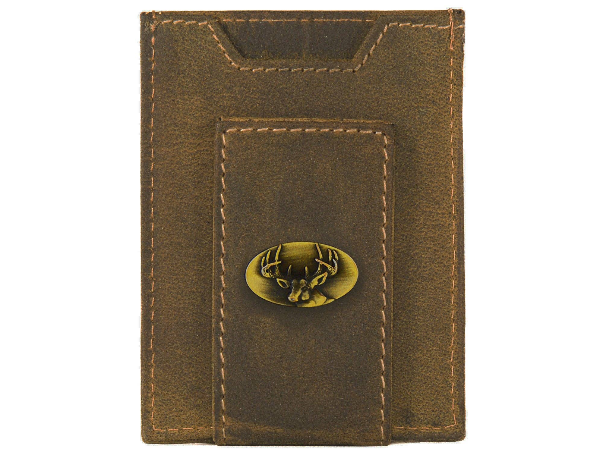 Zep-Pro - Buck Vintage Tan Leather Magnetic Front Pocket Wallet