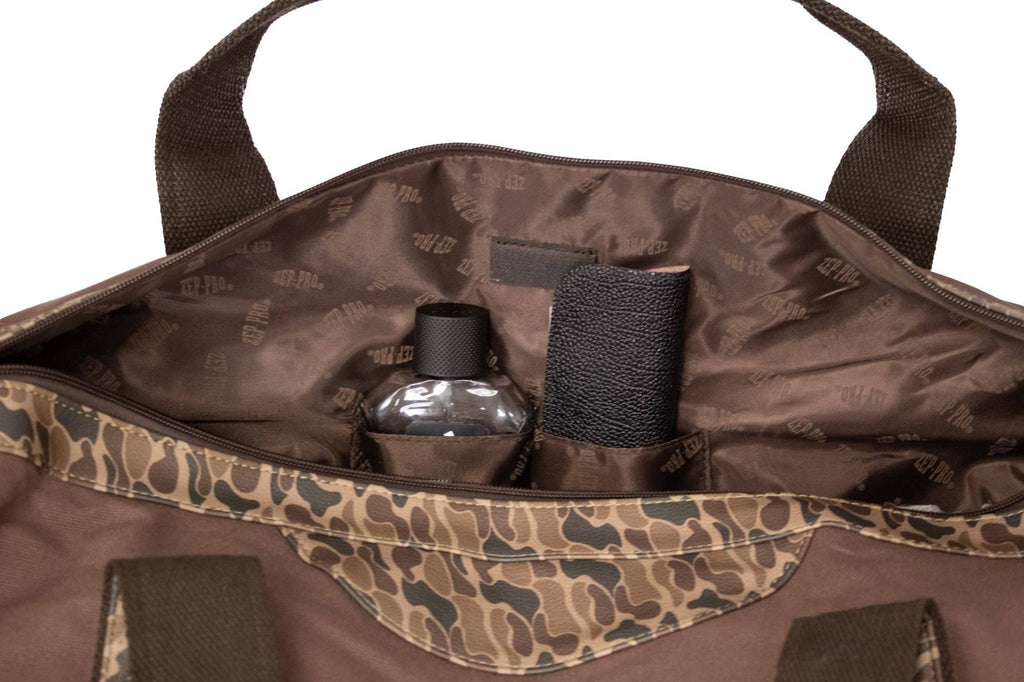 Mallard Brown Waxed Canvas Old School Camo Weekender Bag