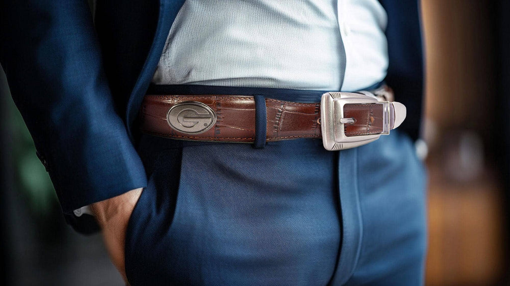 Georgia Bulldogs Silver Collegiate Croc Leather Belt