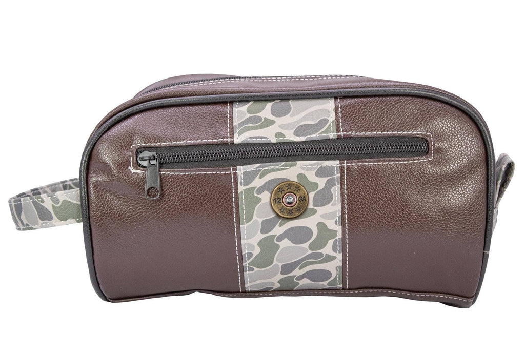 Shot Shell Brown Pebble Old School Camo Men's Toiletry Dopp Bag