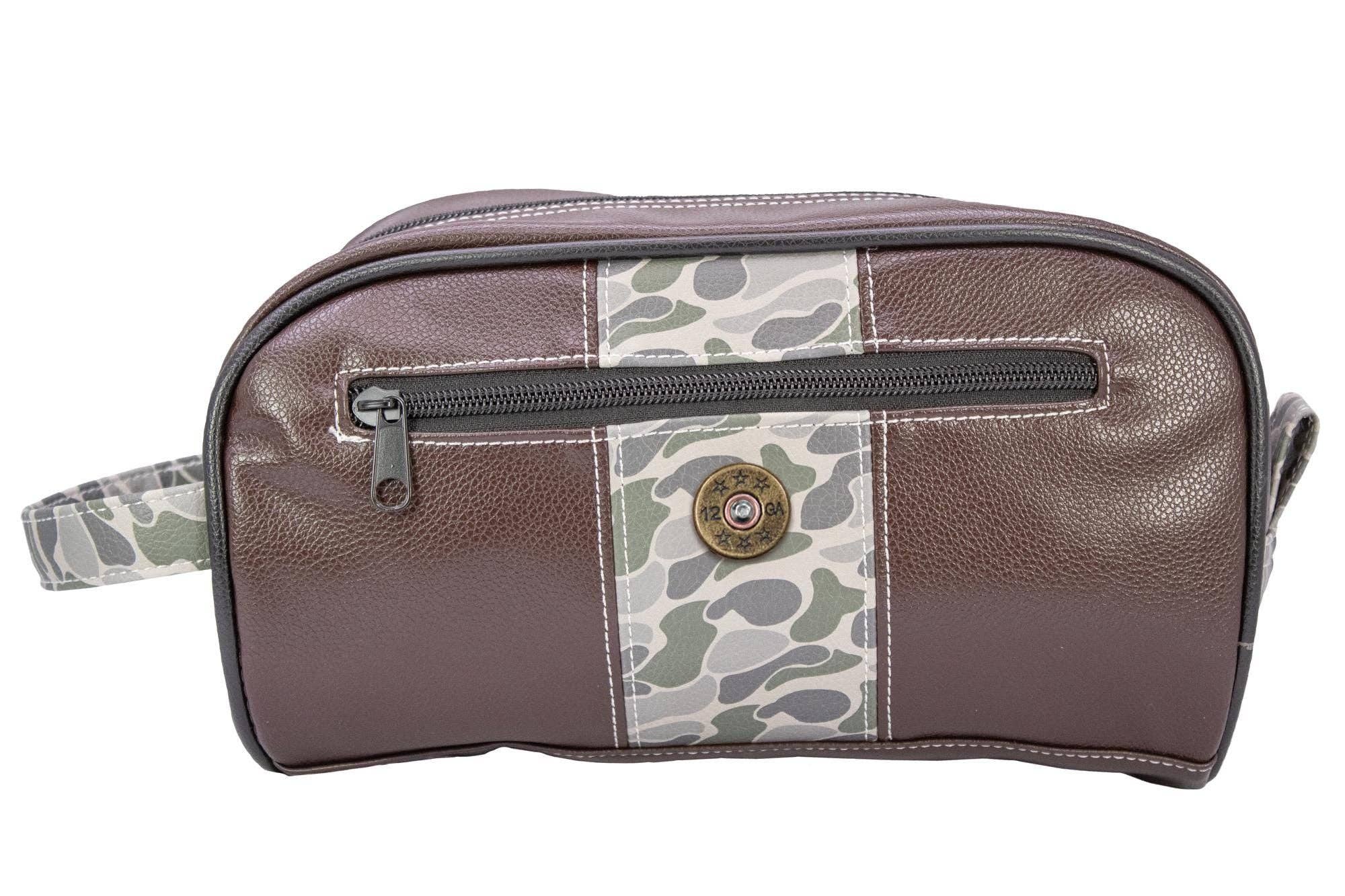 Shot Shell Brown Pebble Old School Camo Men's Toiletry Dopp Bag