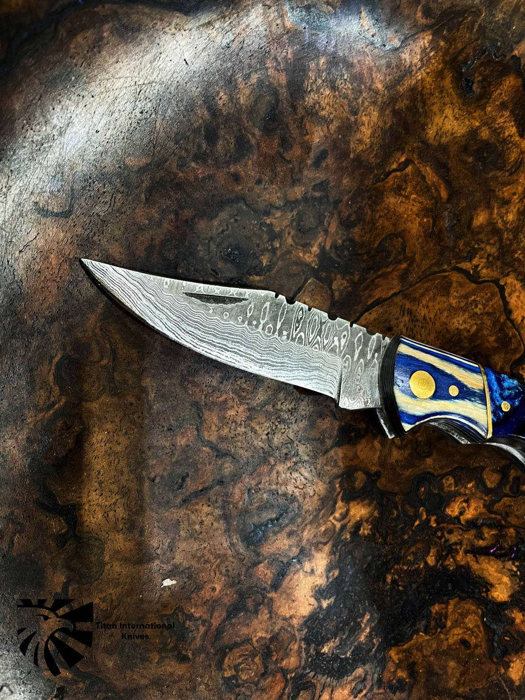 Celestial Damascus Pocket Knife