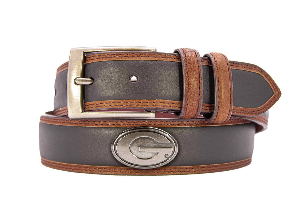 Georgia Bulldogs Men's Collegiate Two Tone Leather Belt
