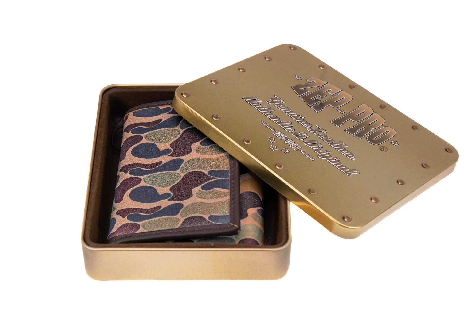 Mallard Men's Trifold Old School Camo Leather Wallet