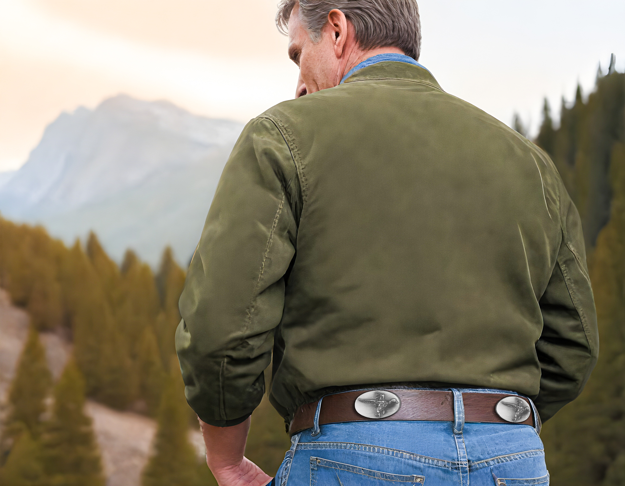 Men's Brown Leather Concho Belt