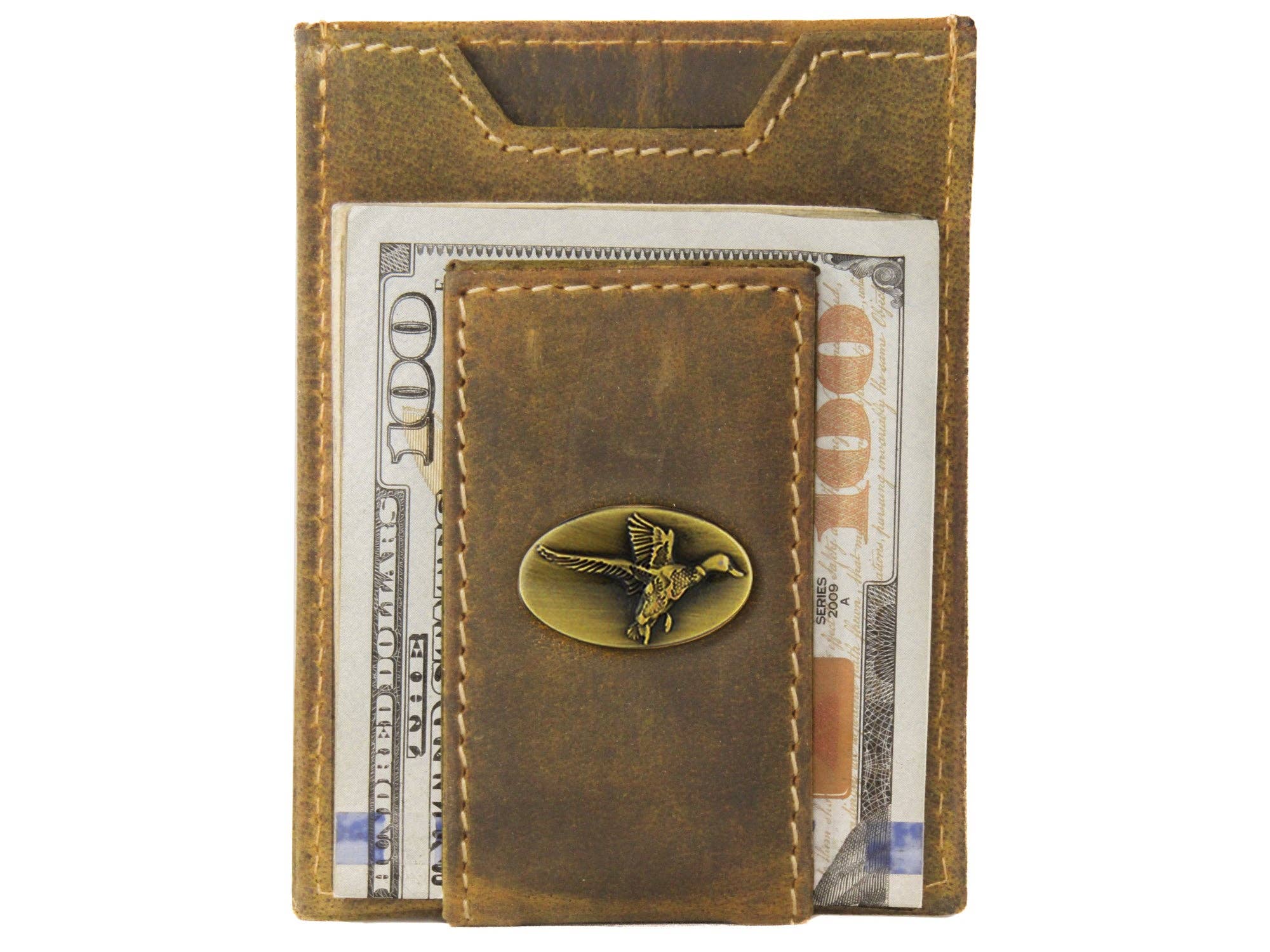 Vintage Tan Leather Magnetic Front Pocket Wallet