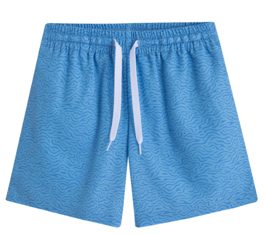 Youth Light Blue Topo Swim Trunks