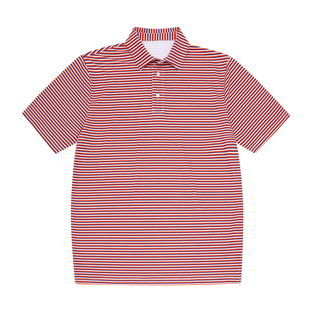 Orange Purple and White Stripe Polo