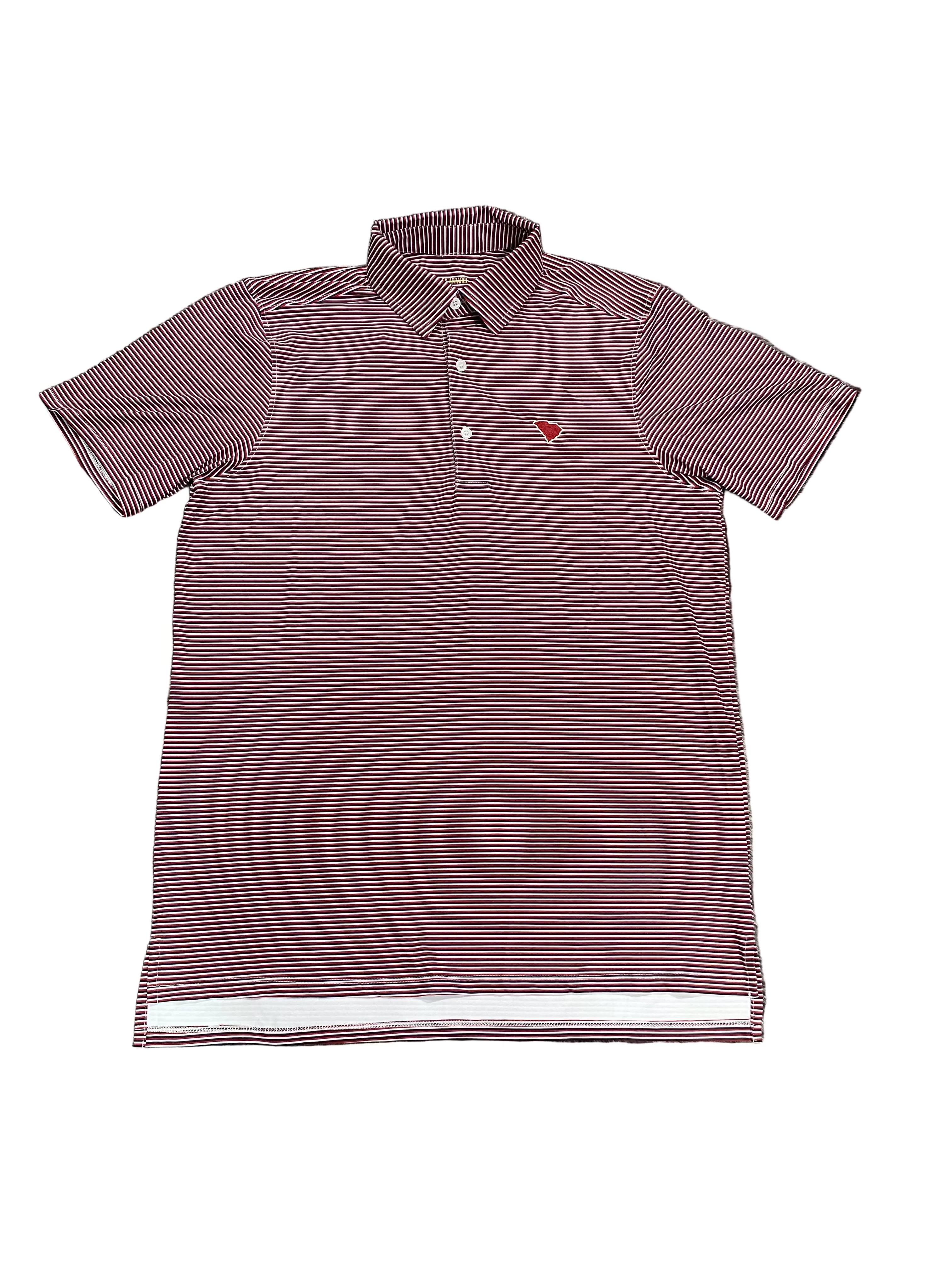 Micro Garnet Striped SC Embroidery Polo