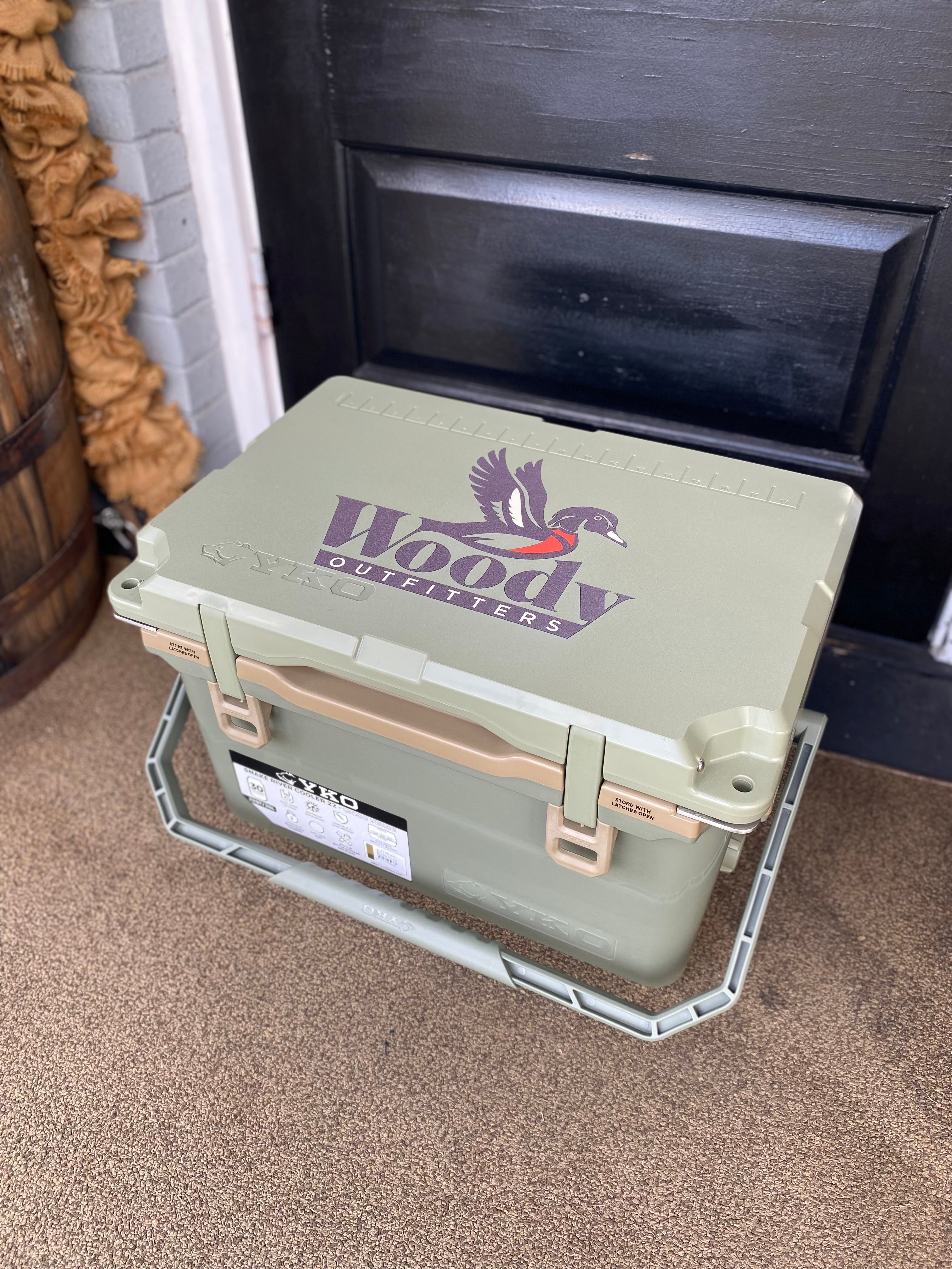 Woody Outfitters Logo Snake River Cooler 22 qt