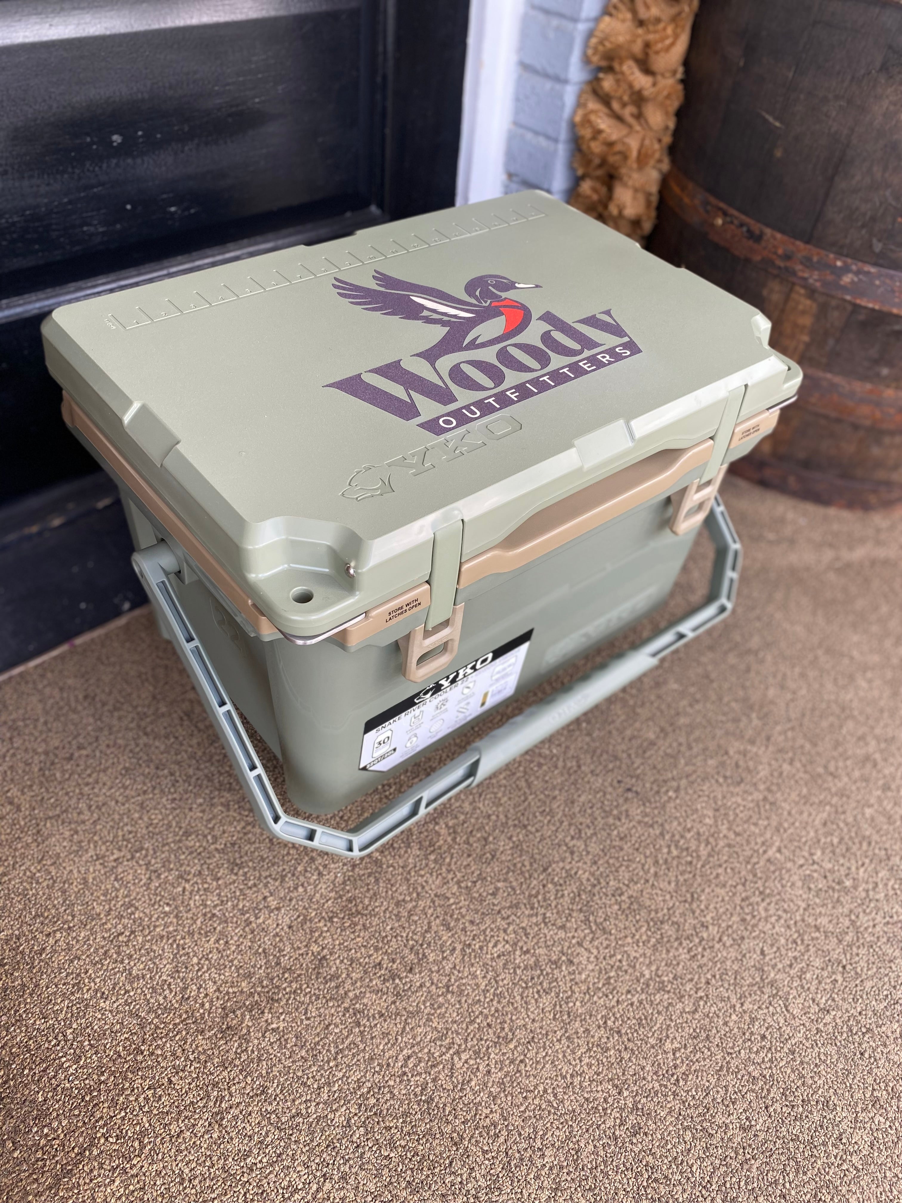 Woody Outfitters Logo Snake River Cooler 22 qt