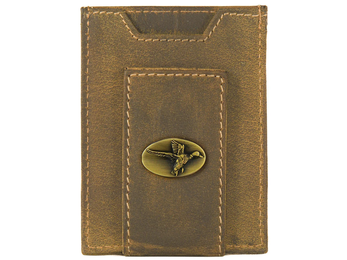 Vintage Tan Leather Magnetic Front Pocket Wallet