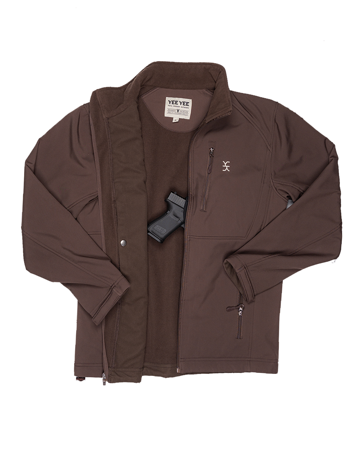 Chocolate Softshell Jacket with Concealed Carry Pockets
