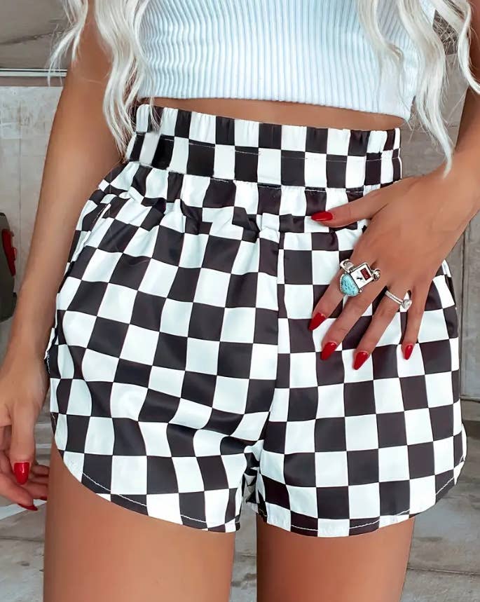 Classic Checkered High Rise Shorts