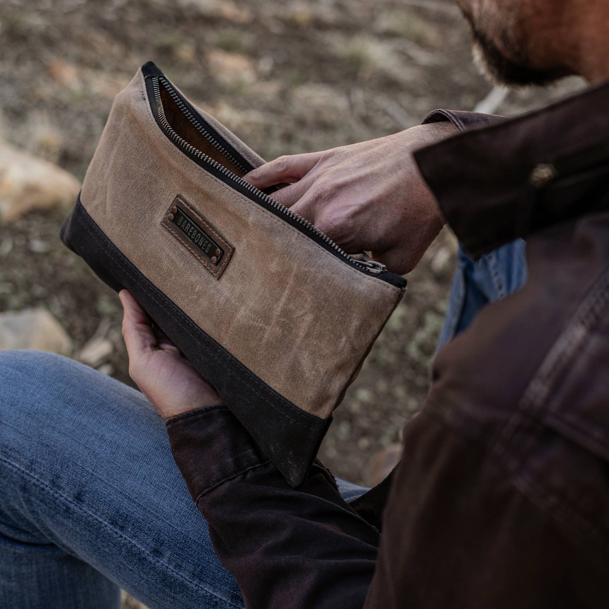 Neelum Zipper Pouch Bag -Waxed Canvas Bag