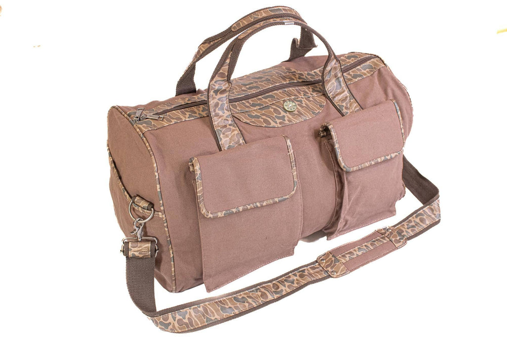 Shot Shell Brown Waxed Canvas Old School Camo Weekender Bag