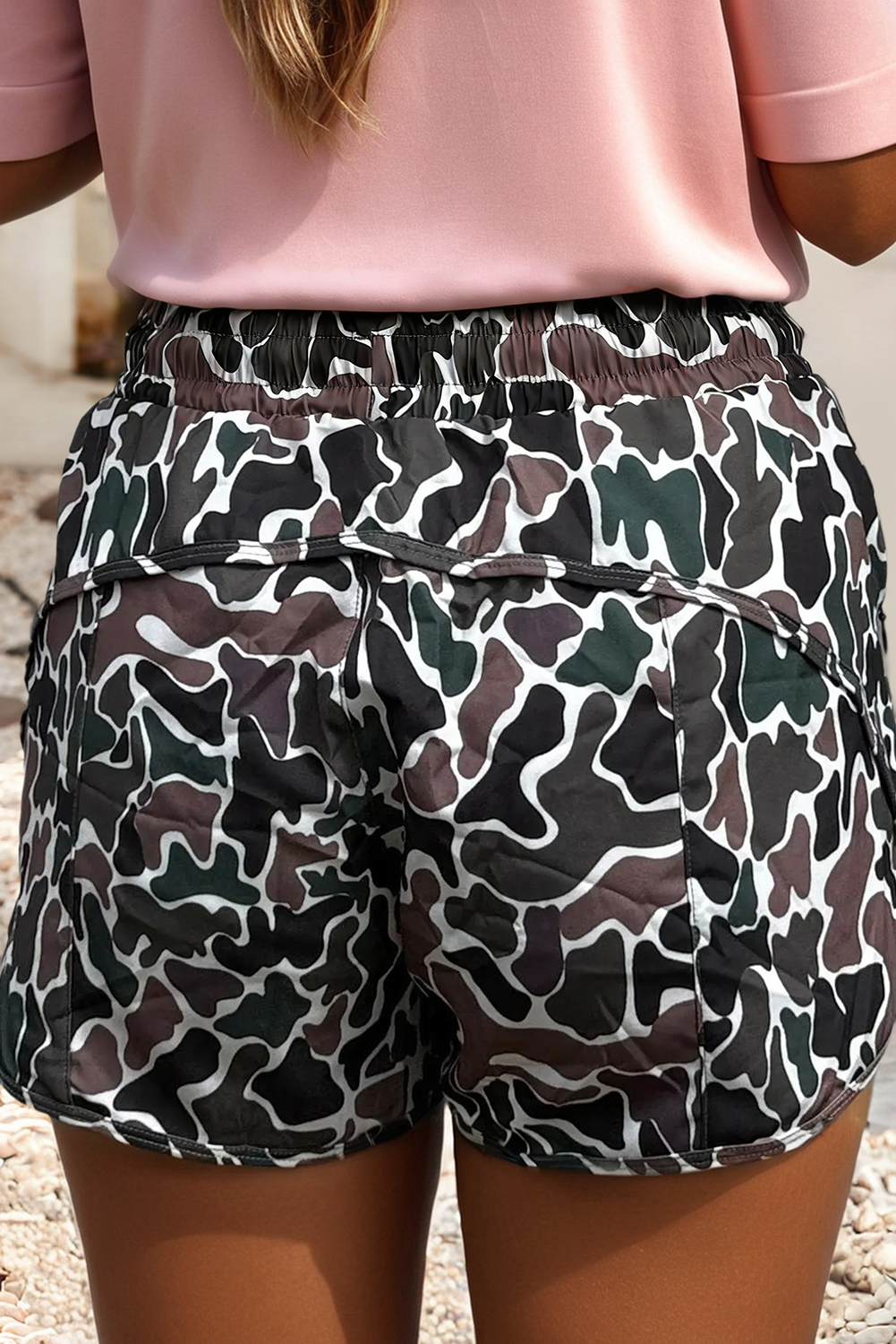 Camouflage Print Athletic Lined Shorts