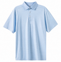 Micro Light Blue & White Stripe Polo