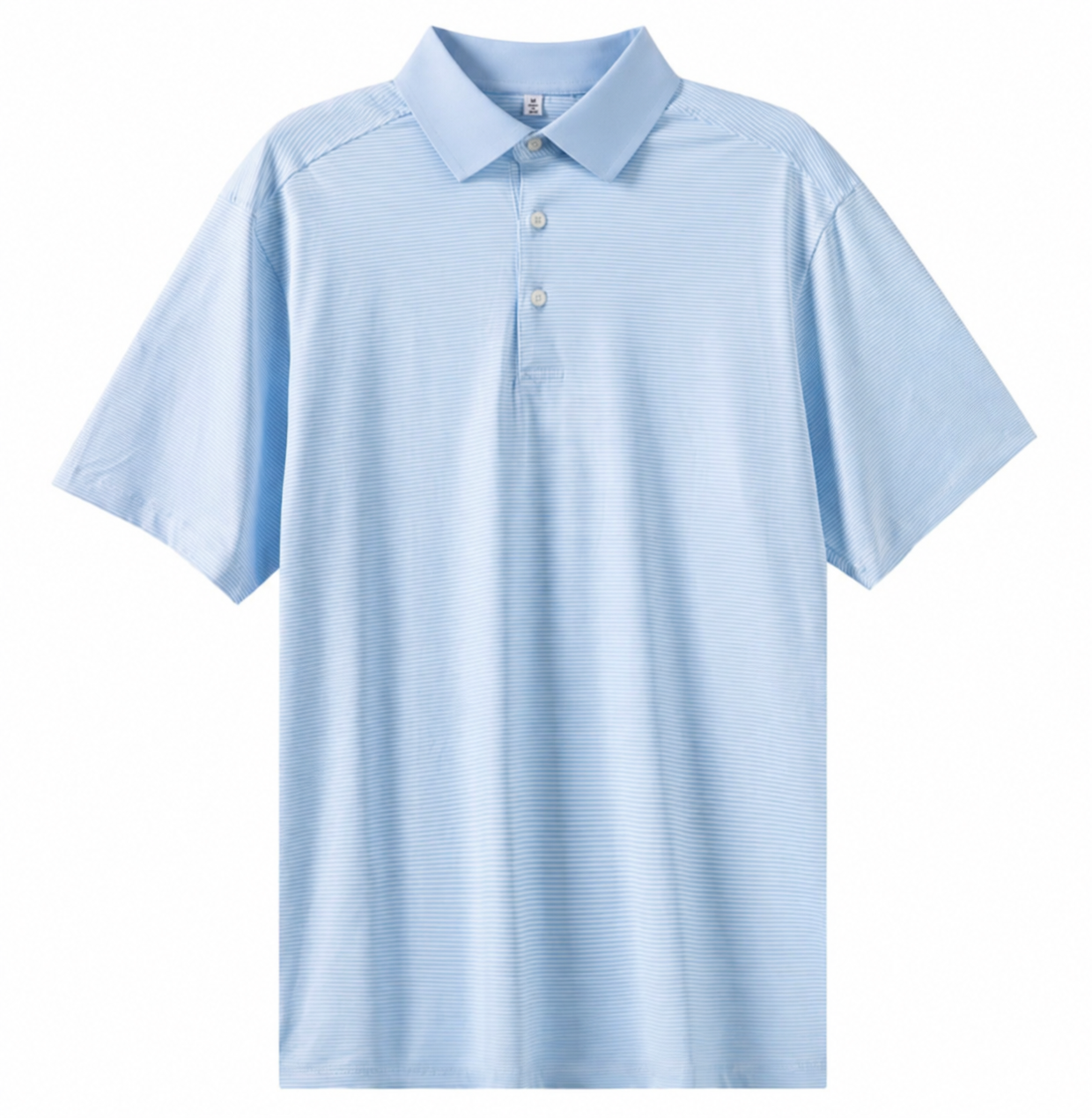 Micro Light Blue & White Stripe Polo