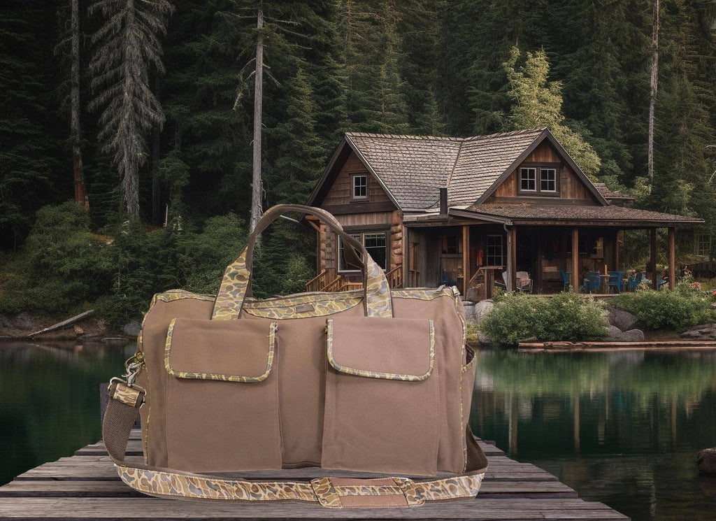 Mallard Brown Waxed Canvas Old School Camo Weekender Bag