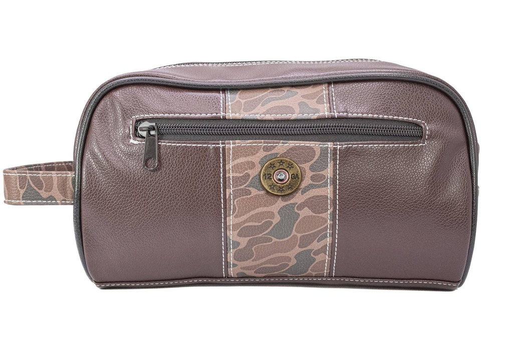 Shot Shell Brown Pebble Old School Camo Men's Toiletry Dopp Bag