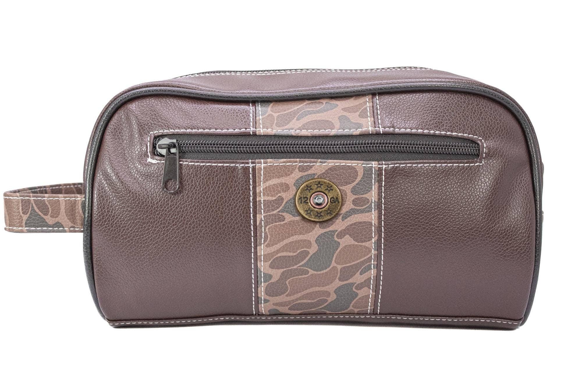 Shot Shell Brown Pebble Old School Camo Men's Toiletry Dopp Bag