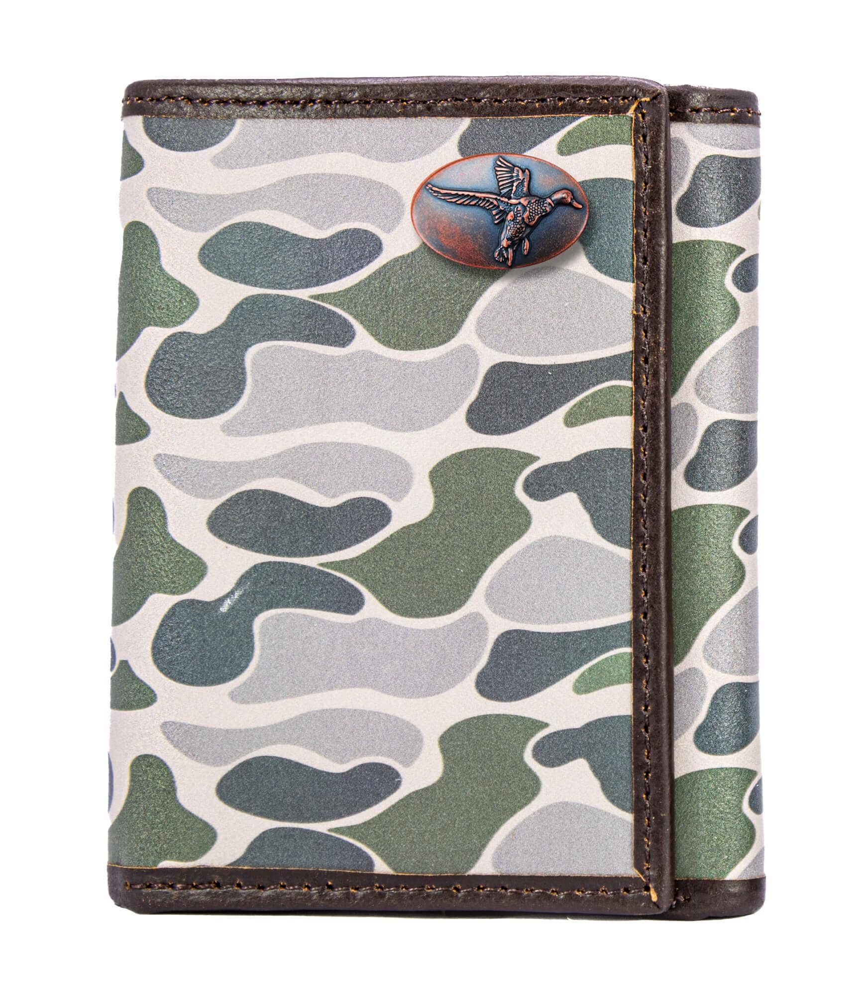 Mallard Men's Trifold Old School Camo Leather Wallet