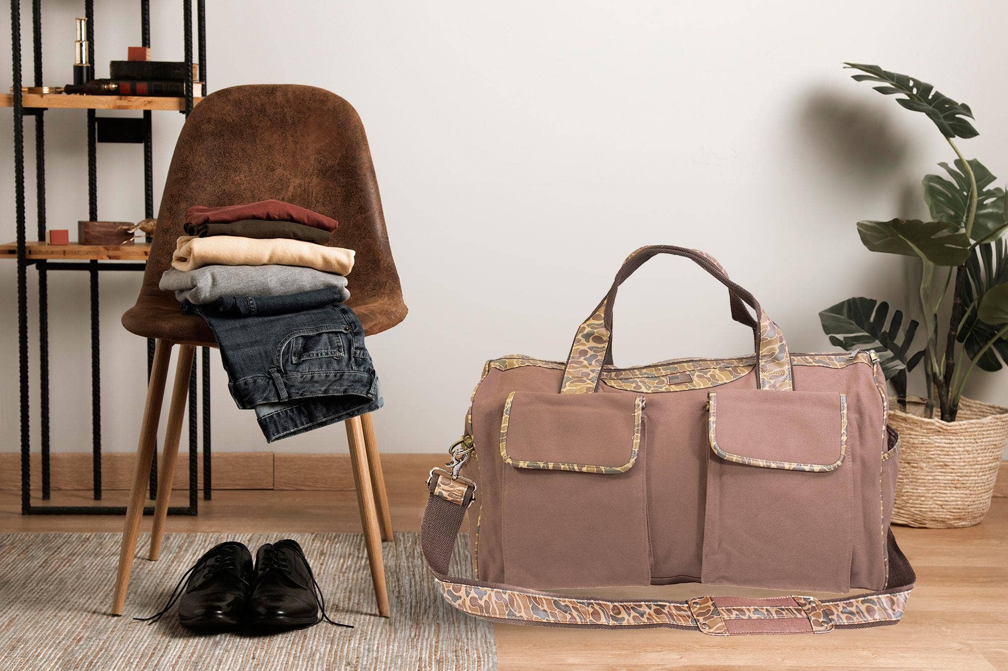 Shot Shell Brown Waxed Canvas Old School Camo Weekender Bag